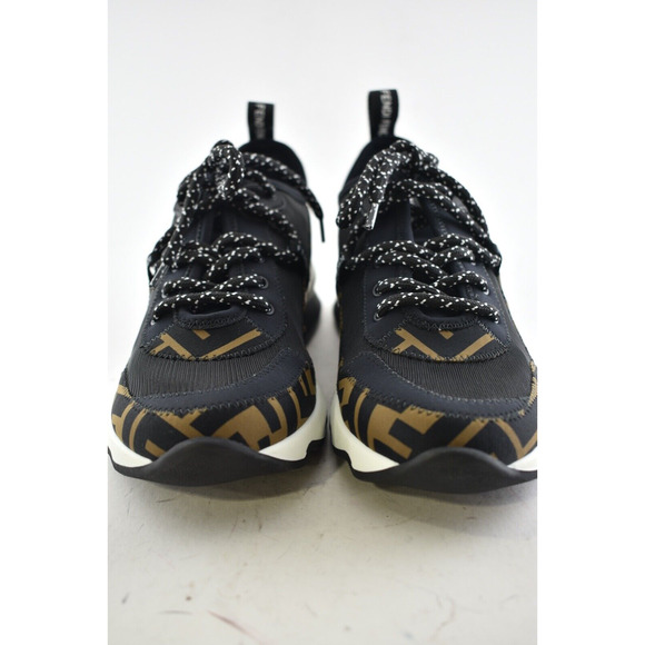 Fendi Freedom Logo Black Brown White FF Zucca Low Top Tie Trainer Sneaker 36.5 - Picture 5 of 11